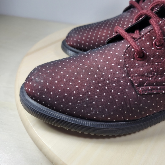 Dr. Martens Evan Maroon & White Polka Dots Boots Booties Women's Size 7 - Picture 12 of 14